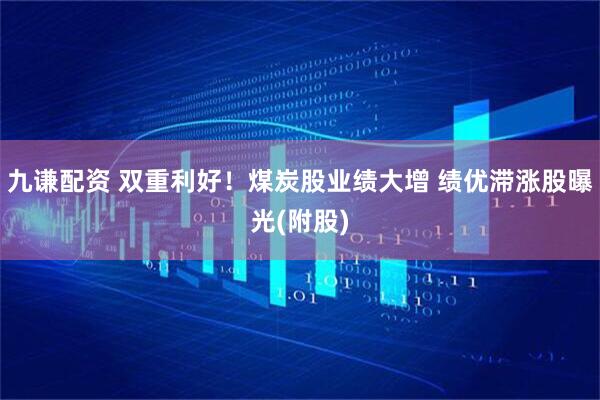 九谦配资 双重利好！煤炭股业绩大增 绩优滞涨股曝光(附股)