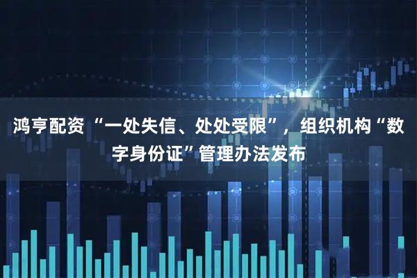鸿亨配资 “一处失信、处处受限”，组织机构“数字身份证”管理办法发布